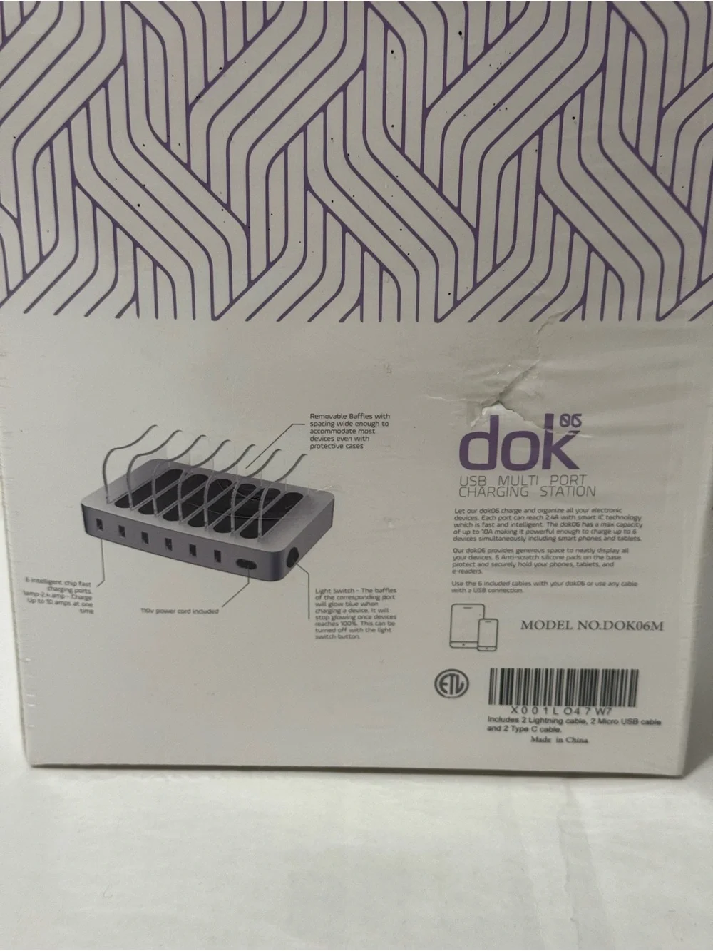 Hercules Multi-Device Charging Station - White & Purple Accents